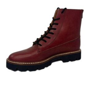 Madewell Citywalk Lugsole Lace Up Booties Leather $198 NB948 Rusted Burgundy